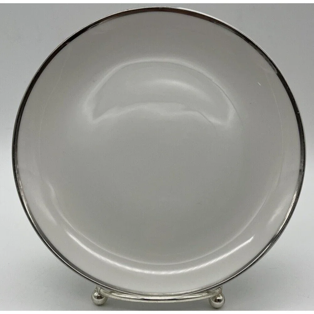 2 harmony house Moderne fine china Japan Desert Appetizer Plate White Silver Rim